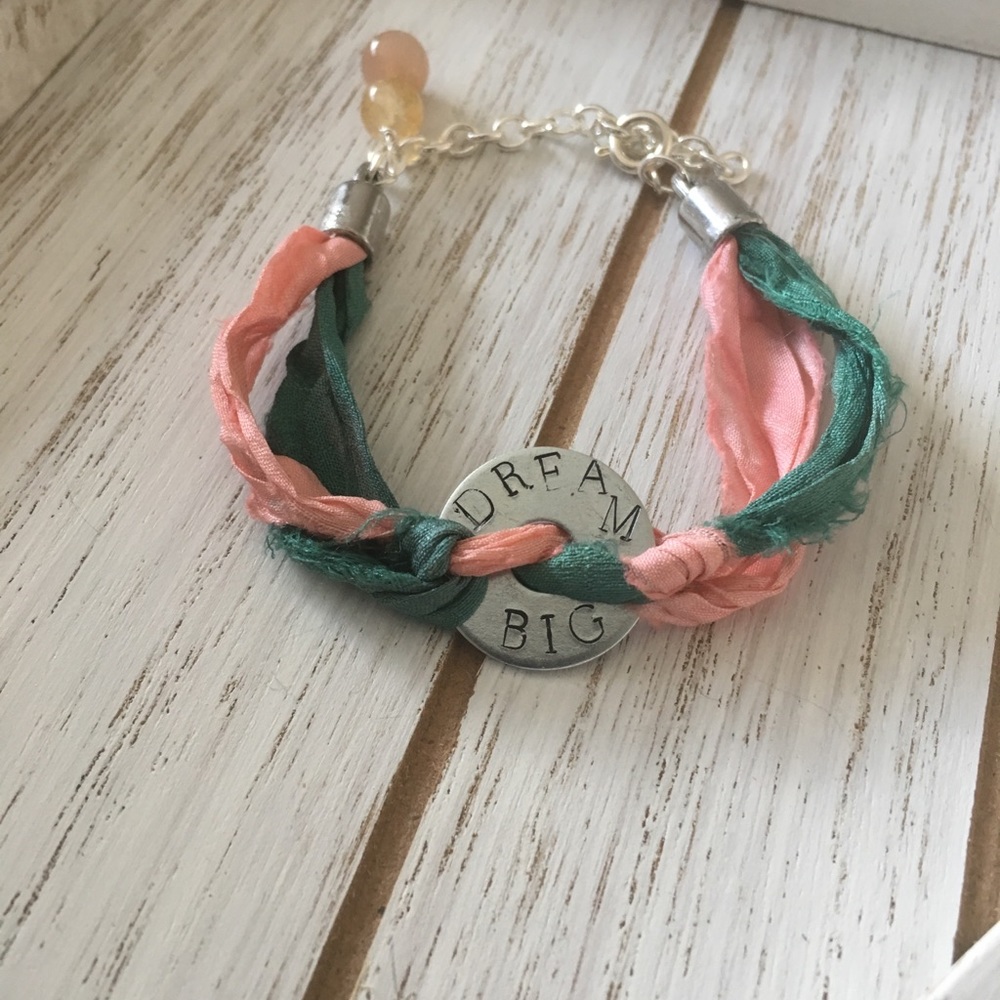 Hand Stamped Motivational Gemstone Bracelet - Picture 1 of 3